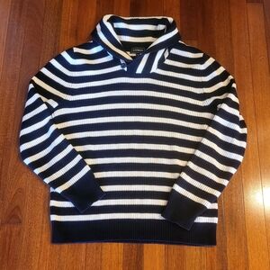 Express Sweater Womens Small Pullover Long Sleeve Striped Blue White Cotton
